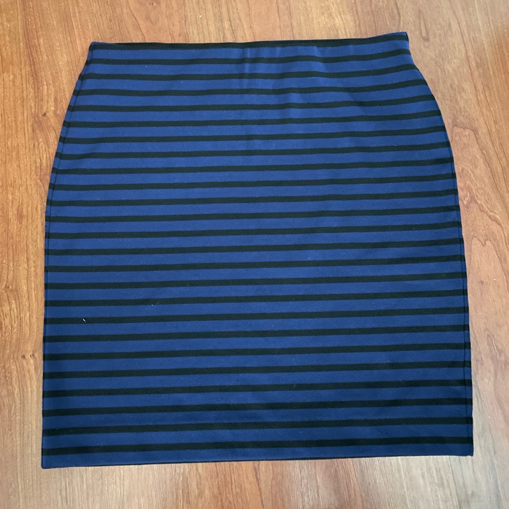 Loft Blue Black Stripe Bodycon Mini Pencil Skirt